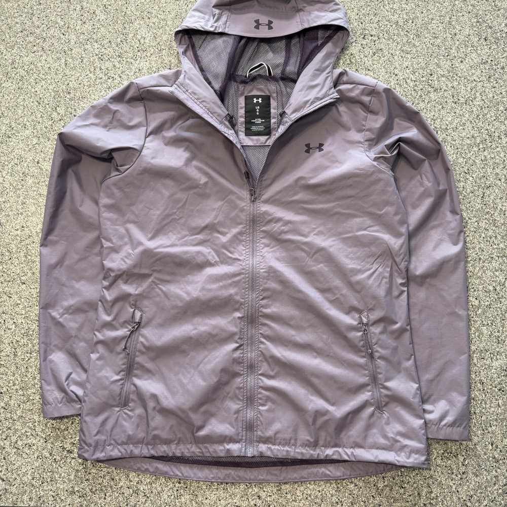 Under Armour UA Storm Forefront Rain Jacket Womens L Purple Windproof Waterproof